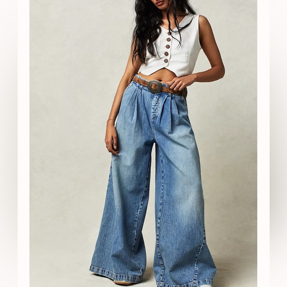 We The Free Denim - Free People We The Free Equinox Denim Slouchy Wide Leg Trouser Jeans